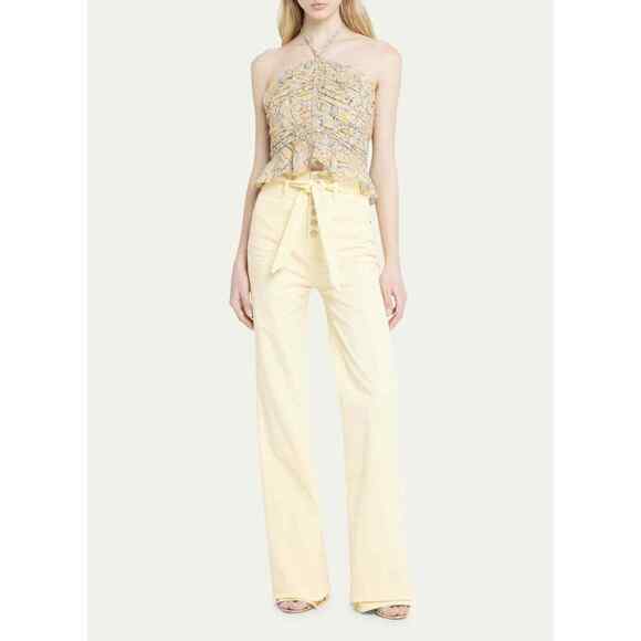 Veronica Beard Arienne Woman’s Paisley Halter Top Size 12 100% Silk Yellow- Blue - Picture 1 of 12